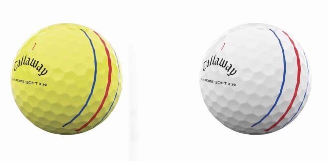 Callaway Chrome Soft X Golfball als Triple Track Version in Weiß und Gelb