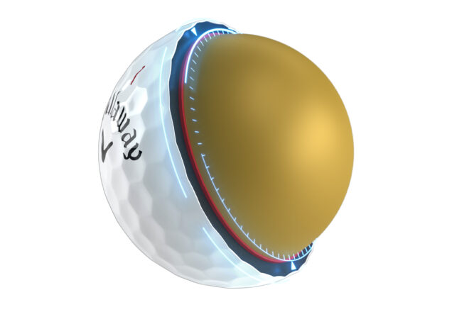 Der Callaway Chrome Tour Golfball im Querschnitt