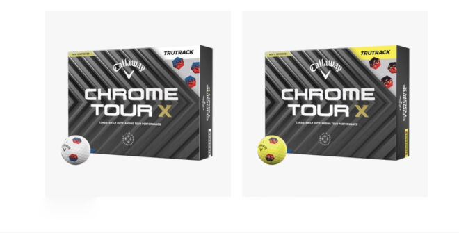 Die TruTrack-Versionen des Callaway Chrome Tour X in Weiß und Gelb