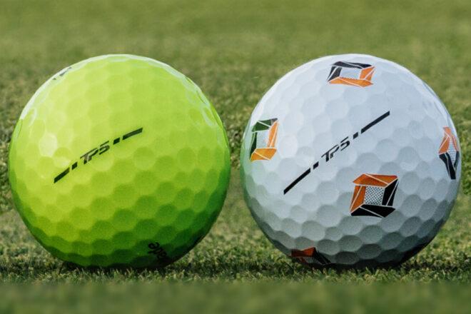 Der TP5 in gelb und als TP5 Pix Golfball