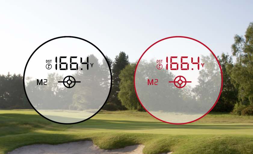 Golf Laser News - Die roten bzw. schwarzen Angaben im Display sind bei allen Bedingungen gut lesbar
