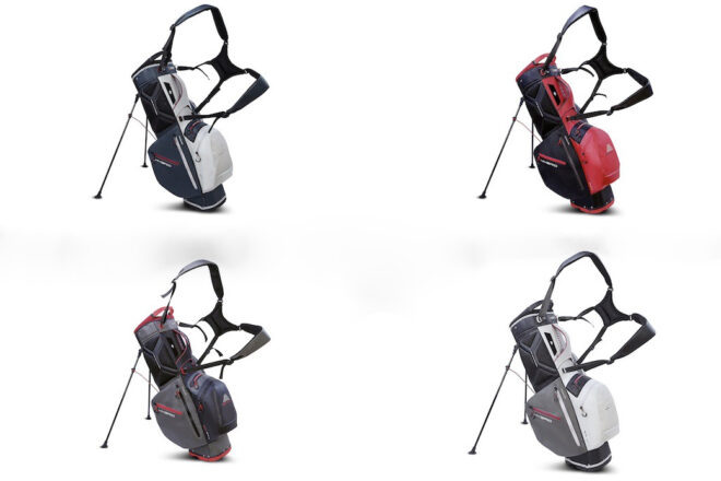 Vier Farbvarianten des Big Max Dri Lite Hybrid 2 Trage-Bags