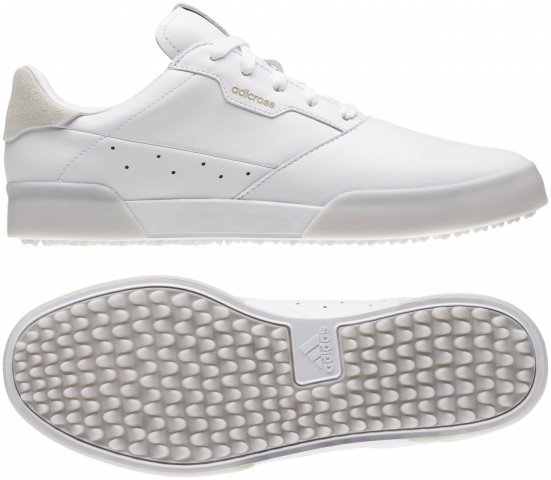 Adidas Adicross Retro Golfschuh in Weiß für Herren Seitenansicht und Sohle