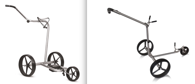 Ein puristisches Design ist das Merkmal der Ticad- (links) und PG-Powergolf-Trolleys (rechts).