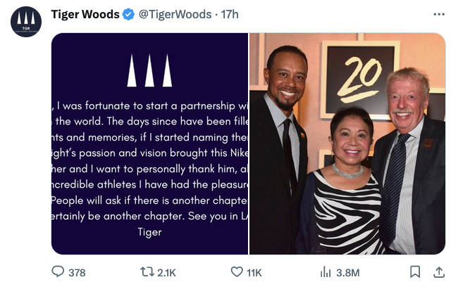 Tiger Woods' Statement auf X